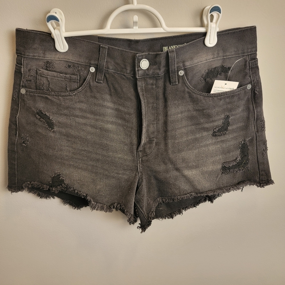 Blank NYC Women's Charcoal Distressed Denim Shorts